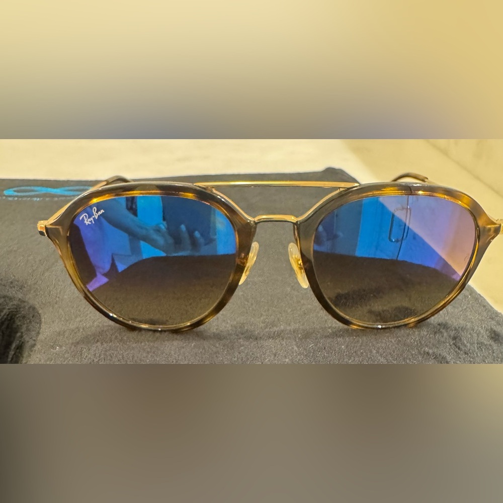 Ray-Ban Brown Frame with Blue Lenses Sunglasses